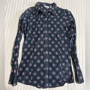 Wrangler Black Button-Down Shirt with Purple Medallion Print